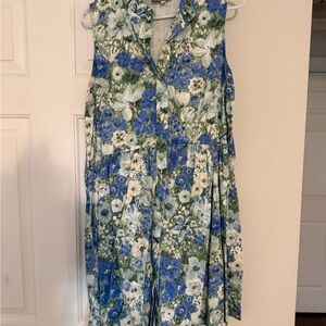 Tuckernuck Blue and Green Floral Midi Dress